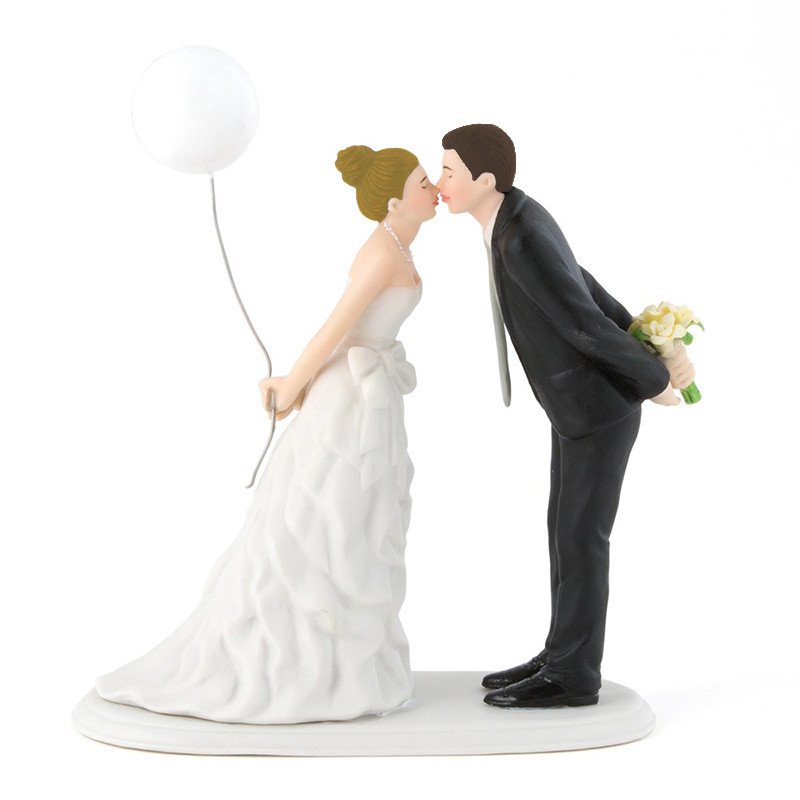 Figurine Les Mariés au Ballon femme cheveux blond, homme cheveux brun