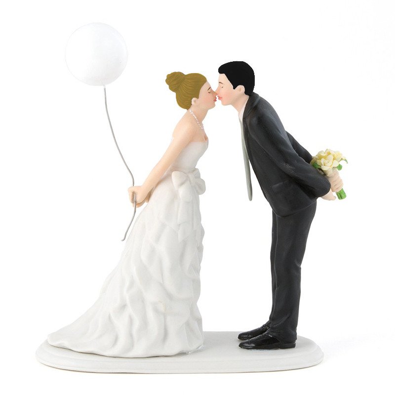 Figurine Les Mariés au Ballon femme cheveux blond, homme cheveux noir