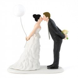 Figurine Les Mariés au Ballon femme cheveux noir, homme cheveux blond