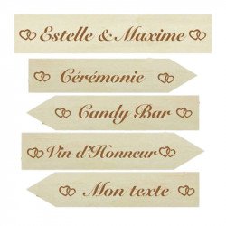 Pancartes directionnelles Romantic - Bois (x5)