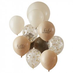 grappe de ballons Baby Shower aux couleurs cappuccino et crème