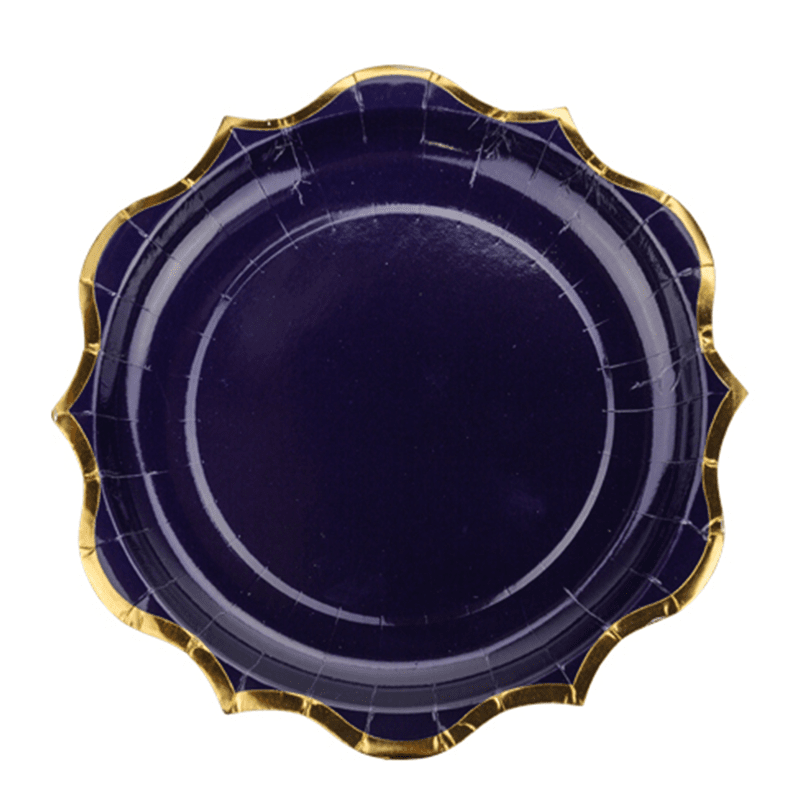 Assiettes bleu marine liseré doré (x8)