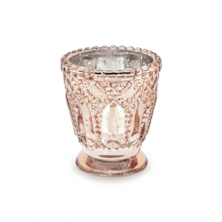 Photophore verre mercuré rose gold