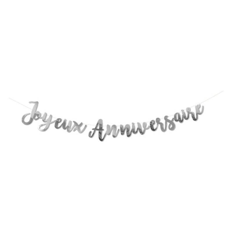 Guirlande "Joyeux Anniversaire" argent - 1M80