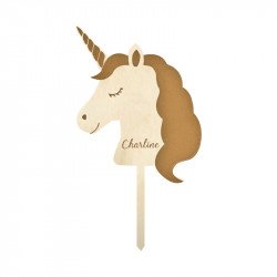 Cake-topper tête de Licorne à personnaliser