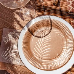 Assiettes Kraft Palmiers dorés Tropi Chic (x8)