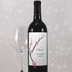 Etiquette bouteille de vin Fleur de cerisier - 8 unités