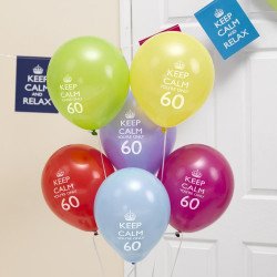 Ballons 60 Ans "Keep Calm You're Only 60" -8 Unités