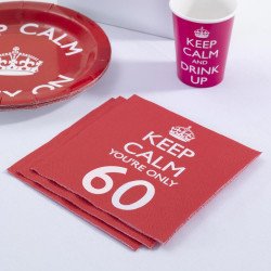 Serviettes 60 Ans "Keep Calm You're Only 60" -20 Unités