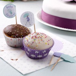 Décoration pour cupcakes baby shower purple (x20)