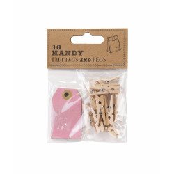 Kit Mini pince et étiquette rose/kraft (x10)