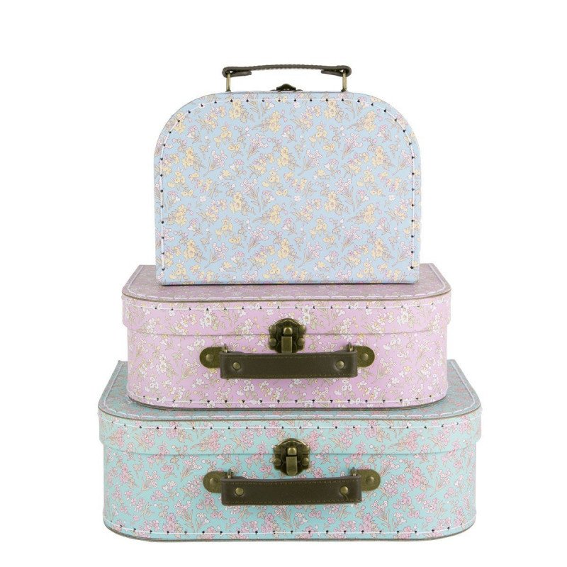 Valises pastel fleuries set de 3