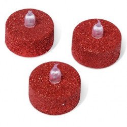 Bougies led paillette - Rouge (x3)