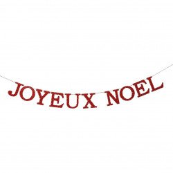 Guirlande bois "joyeux noel" rouge - 2,75cm