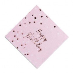 Serviette Happy Birthday confettis rose gold