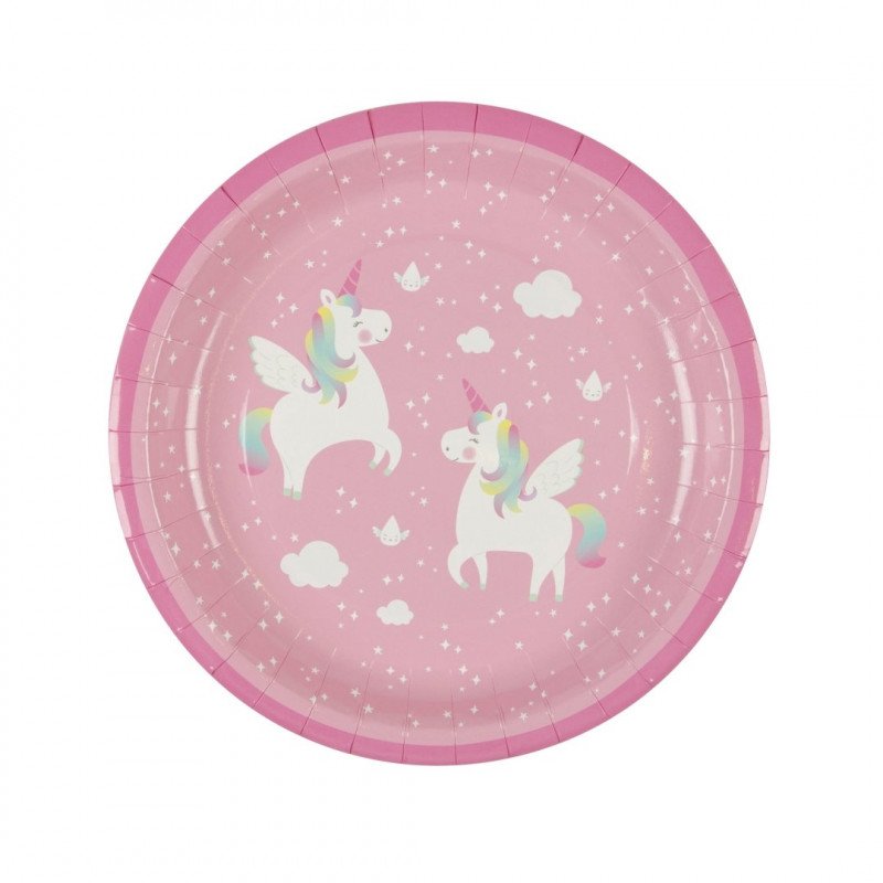 Assiettes Licorne Rose (x8)