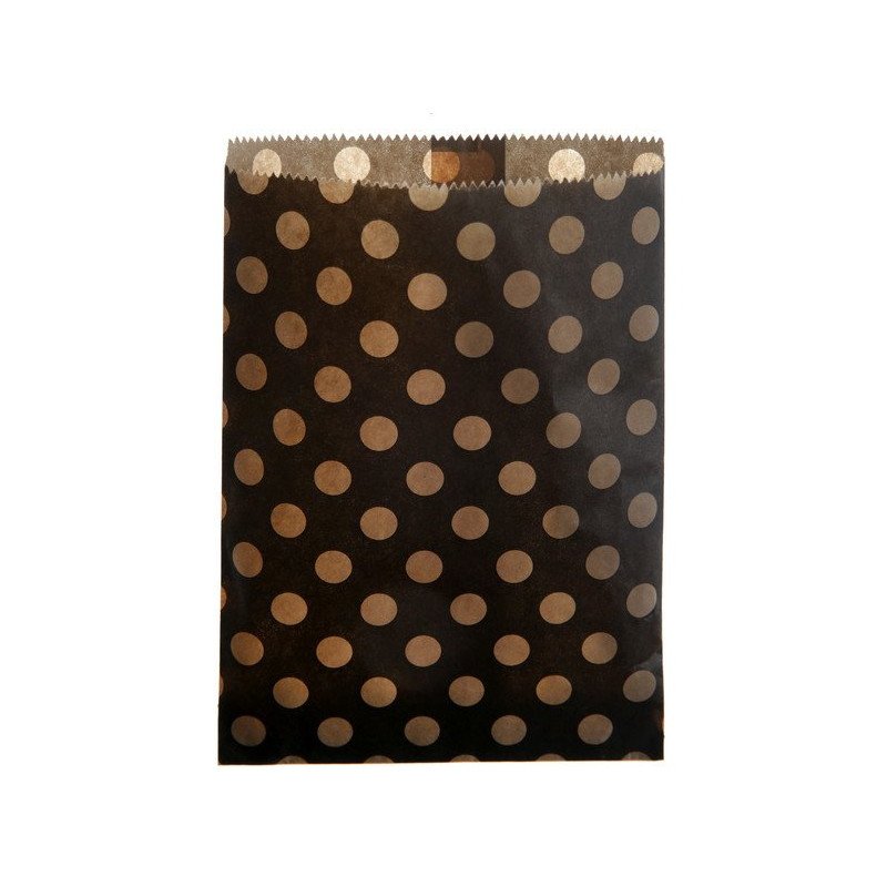 Sachet pois noir et naturel/kraft (x24)