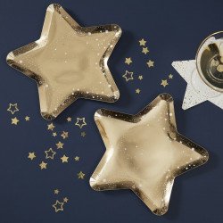 8 Assiettes Etoiles dorées