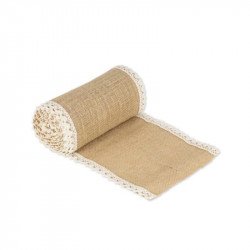 Chemin de table dentelle et jute 20cm de largeur 