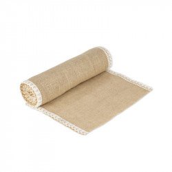 Chemin de table dentelle et jute 36 cm de largeur 