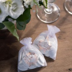 Sachets blanc à dragées "Just Married" rose gold (x6) 