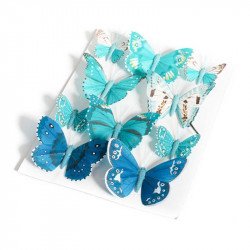 Papillons degradé de bleu 5 et 8 cm (x10)