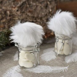 Pompon fourrure blanche (x4)