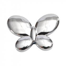 Papillon métal brillant argent (x12)