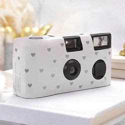 Appareil photo jetable blanc motif cœur 