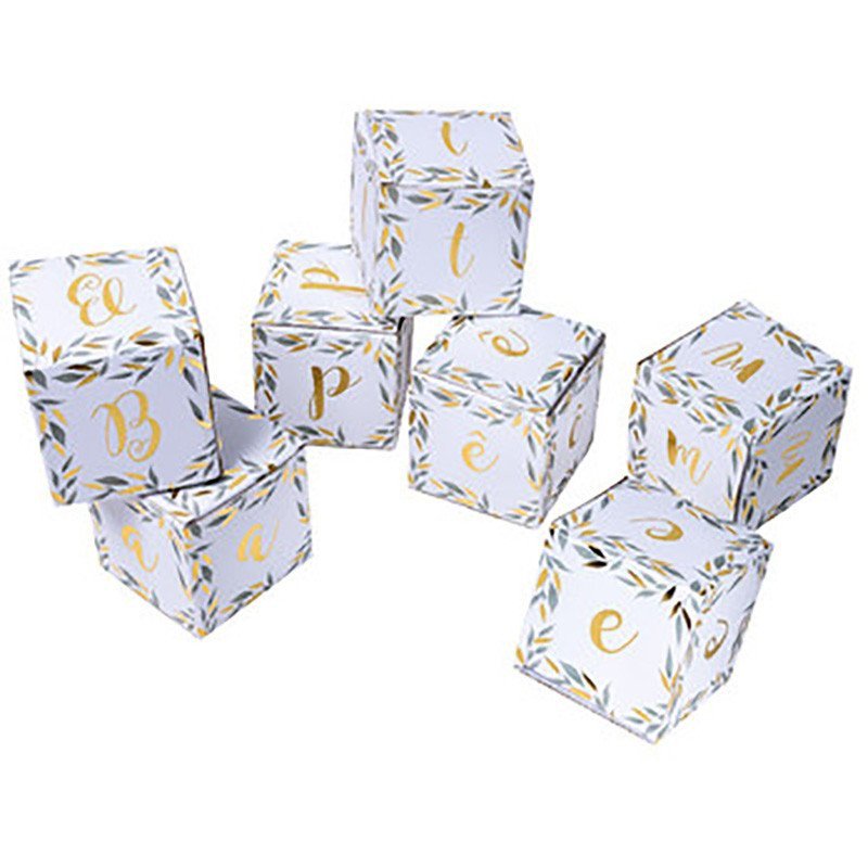 Cubes déco feuillage "Baptême" (x7)