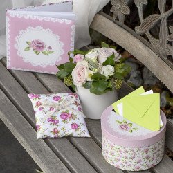 Boite cadeau ronde shabby fleurie