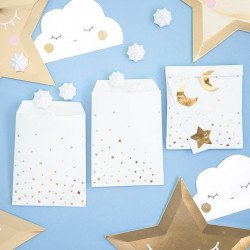 Pochettes blanches motifs étoiles dorées (x6)