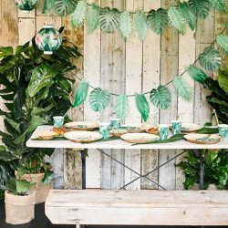 Gobelets "Feuilles Tropicale" sur table décoré 