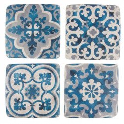 lot de 4 Dessous de verre style mosaïque méditerranéenne