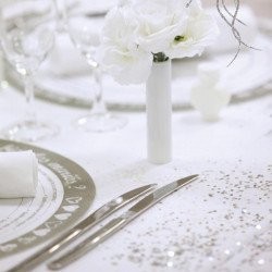 Paillettes argent sur table