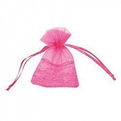 Sachet organdi dentelle fuchsia