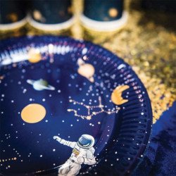 Assiettes astronaute bleu nocturne (x8)