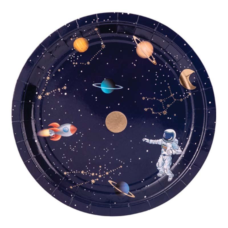 Assiettes astronaute bleu nocturne (x8)