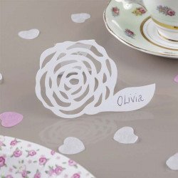 Marque places Vintage Lilas Shabby fleuri blanc (x10)