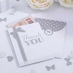 Enveloppe Vintage "thank you" argent (x10)