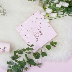 Serviette Happy Birthday confettis rose gold