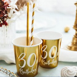 6 Gobelets doré "30 ans"