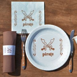 Assiettes pirate bleu (x6)