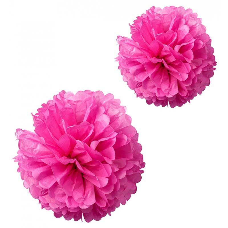 pompons en papier de soie fuchsia (x2)