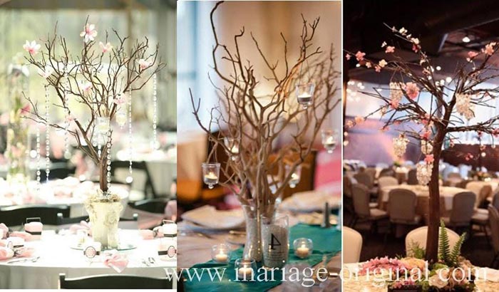 centre de table arbre, branche photophore, diamant, 