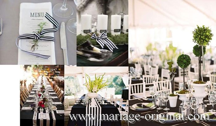 accessoire decoration mariage rayure noir et blanche, mariage tout en rayure,