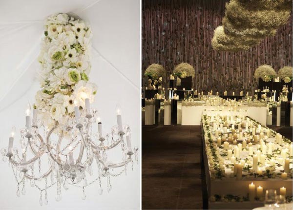 decor chic mariage, decoration salle reception chic, decor elegant a suspendre, lustre a suspendre elegant