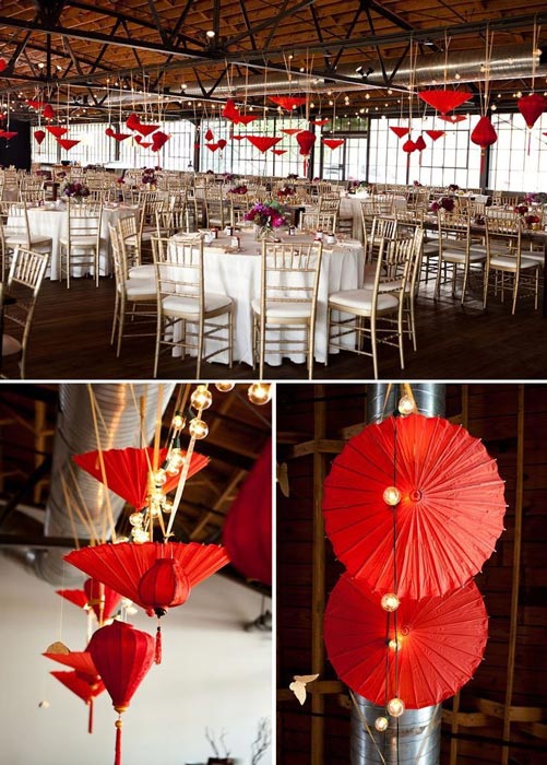 decor salle plafond mariage asiatique