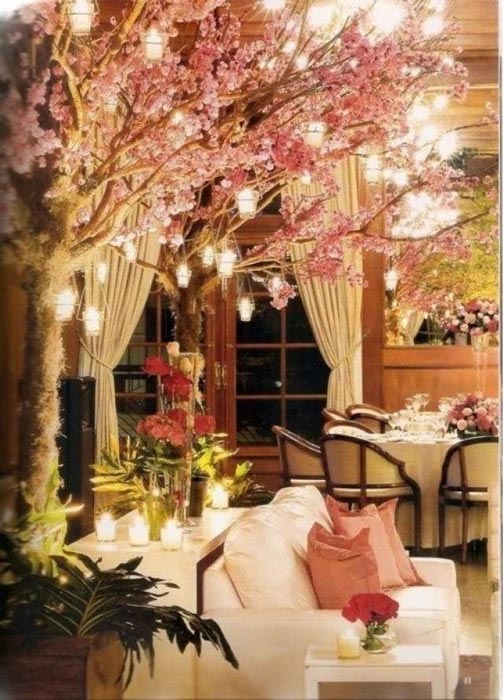 espace detente mariage romantique rose poudre the japonais