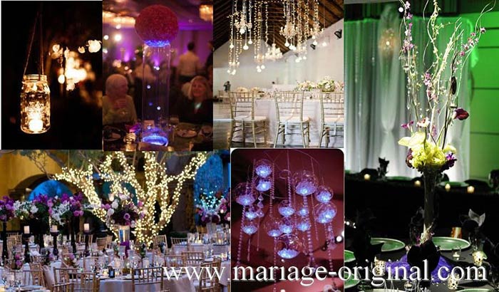 decor de table mariage illuminé, minis boules lumineuse, guirlande minis boules lumineuses, centre de tablemariage originale